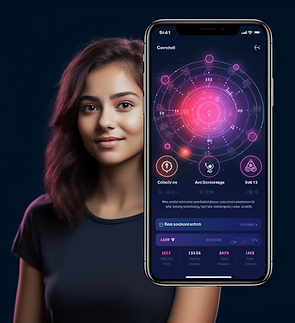 a user posing showing features of the app